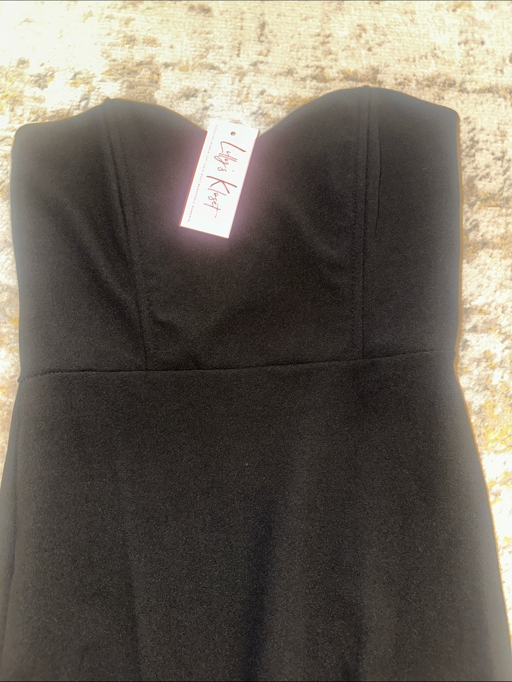 Strapless Black Ruffle-Hem Mermaid Midi Dress - Picture 3 of 5